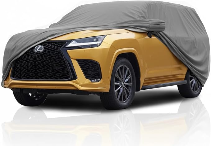 Car Cover for 2008-2024 LEXUS LX570 / LX600 / LC200 / LC300 Land Cruiser - MultiLayer UV Protection, Driver Zipper Door, Trunk Door Zipper & Windproof Bands, car Body Cover